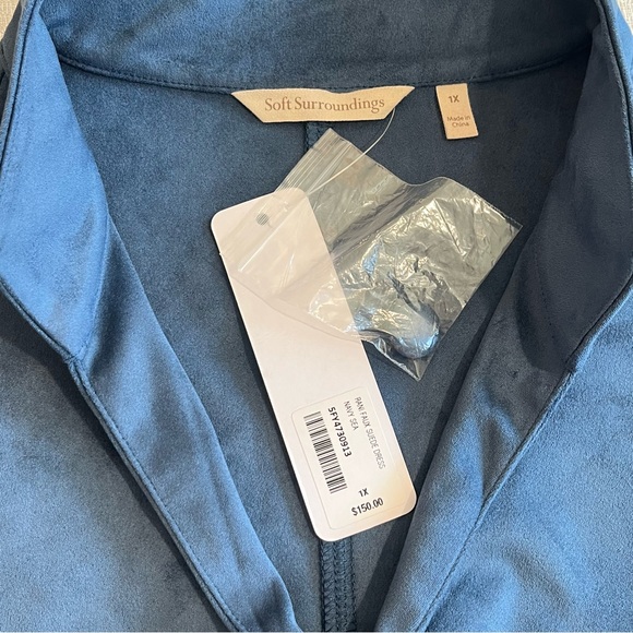 NWT Soft Surroundings Rani Stretch Faux Vegan Suede Dress 3/4 Sleeves - Picture 10 of 16